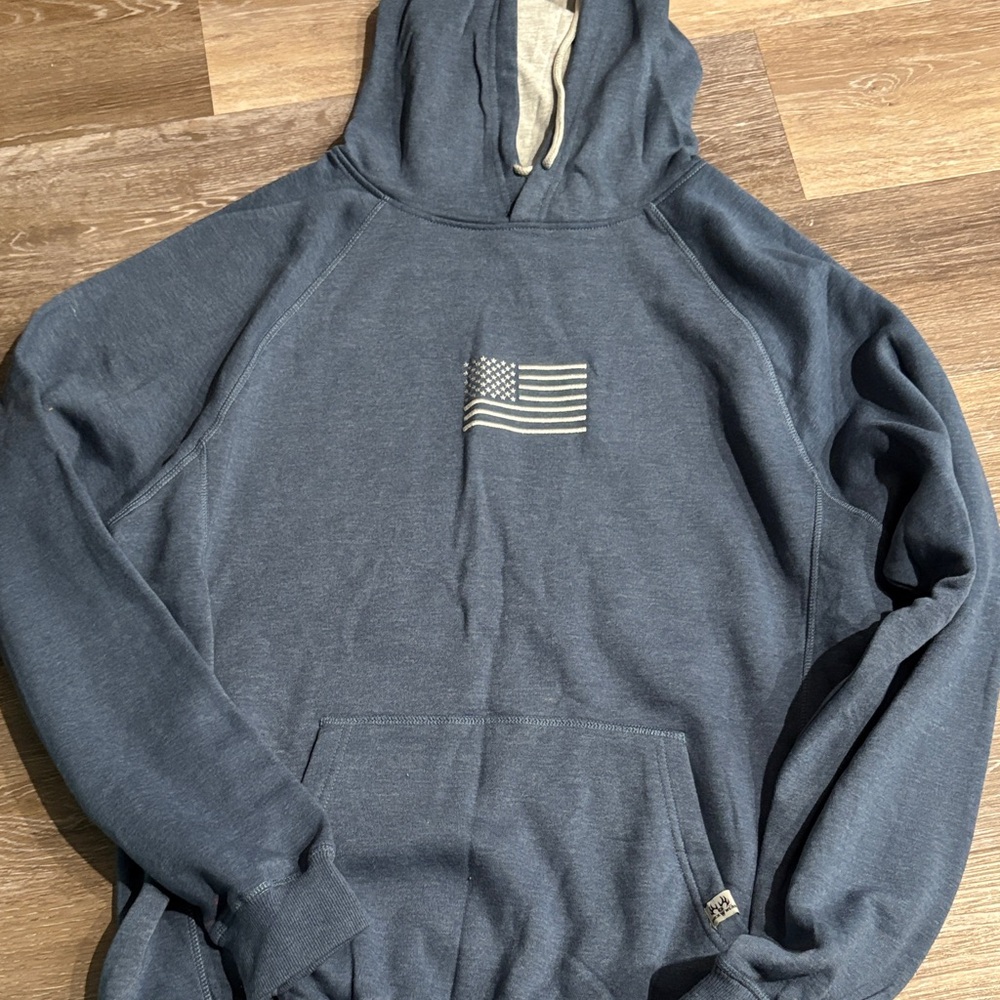 Navy Blue Hoodie with Flag Design